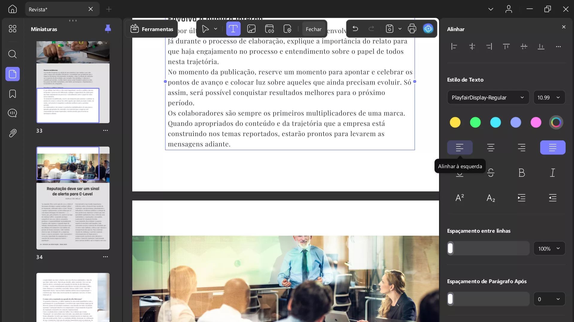 alterar propriedades do texto