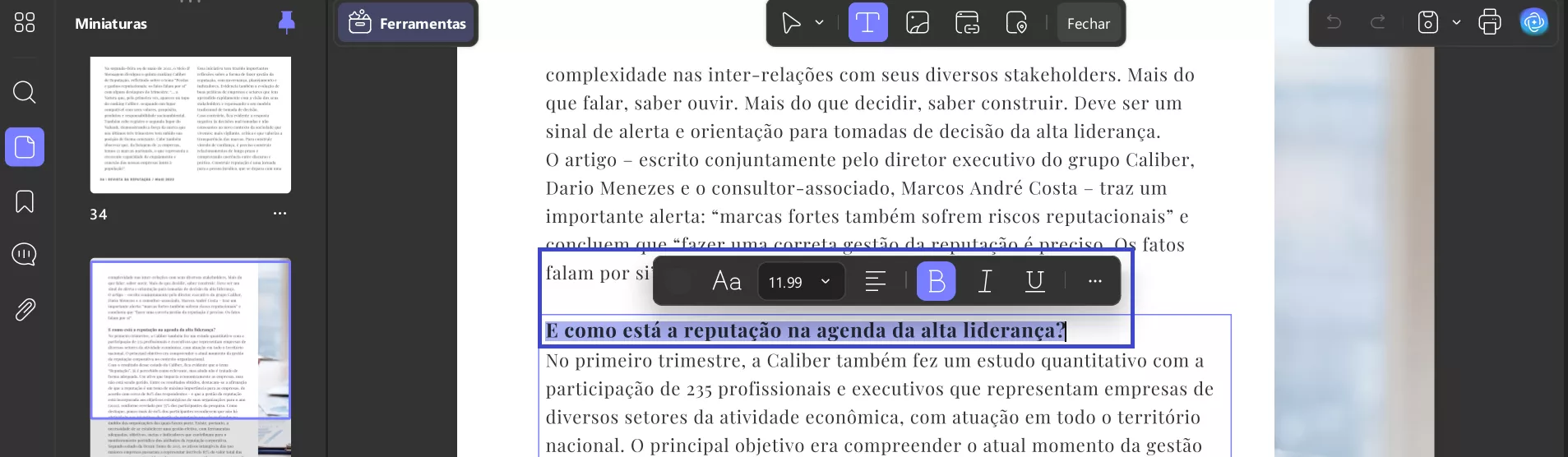 adicionar texto ao documento pdf