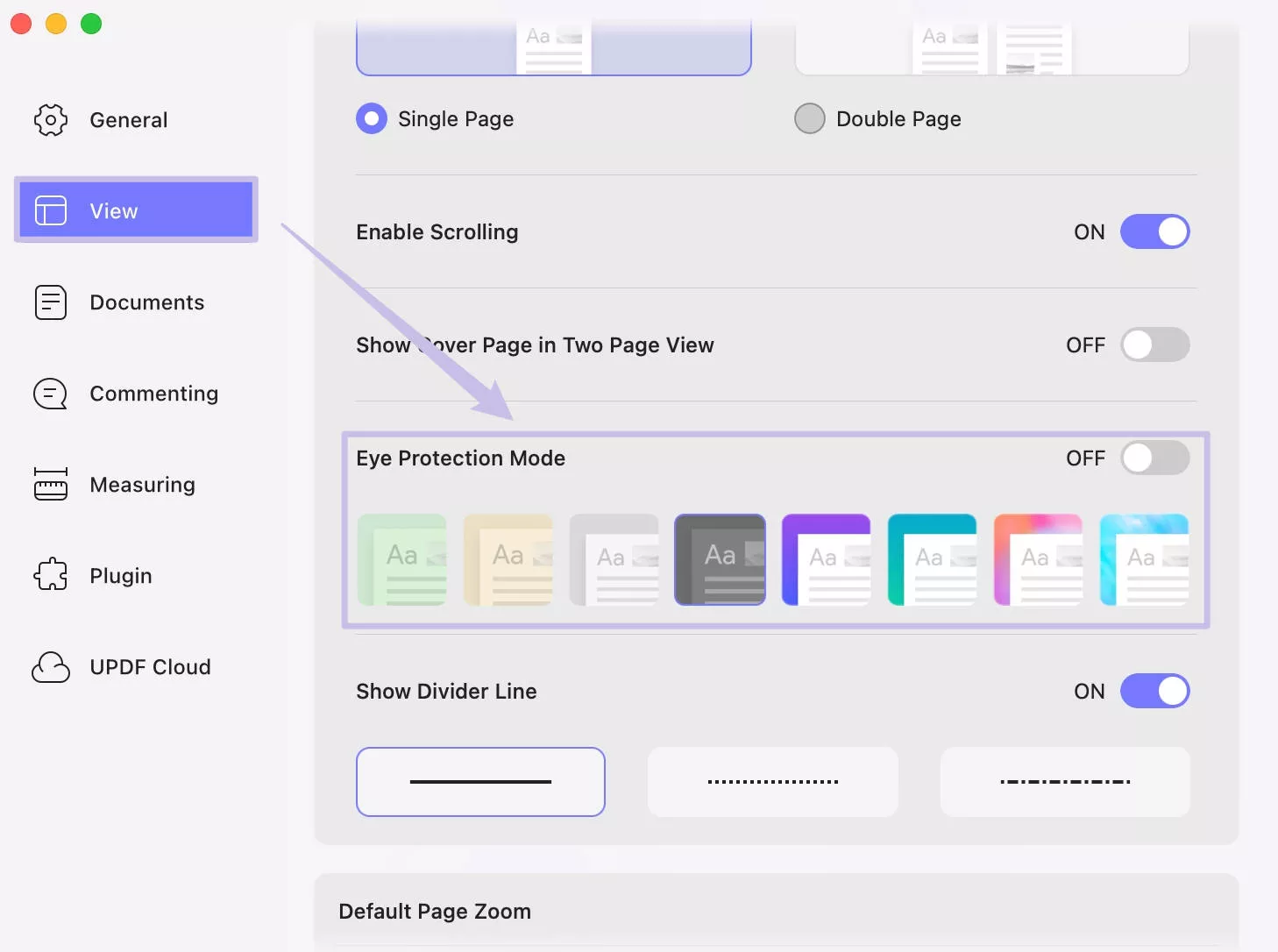 enable eye protection mode updf 2 mac