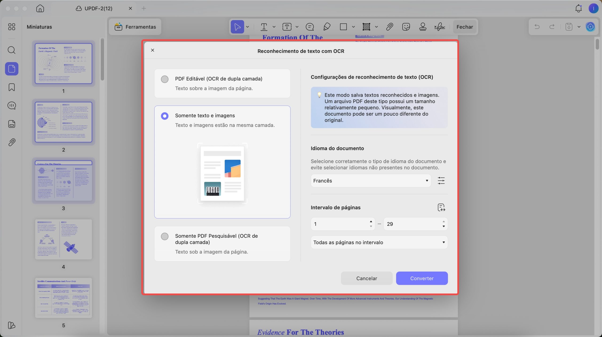 executar somente ocr de texto e imagens updf mac