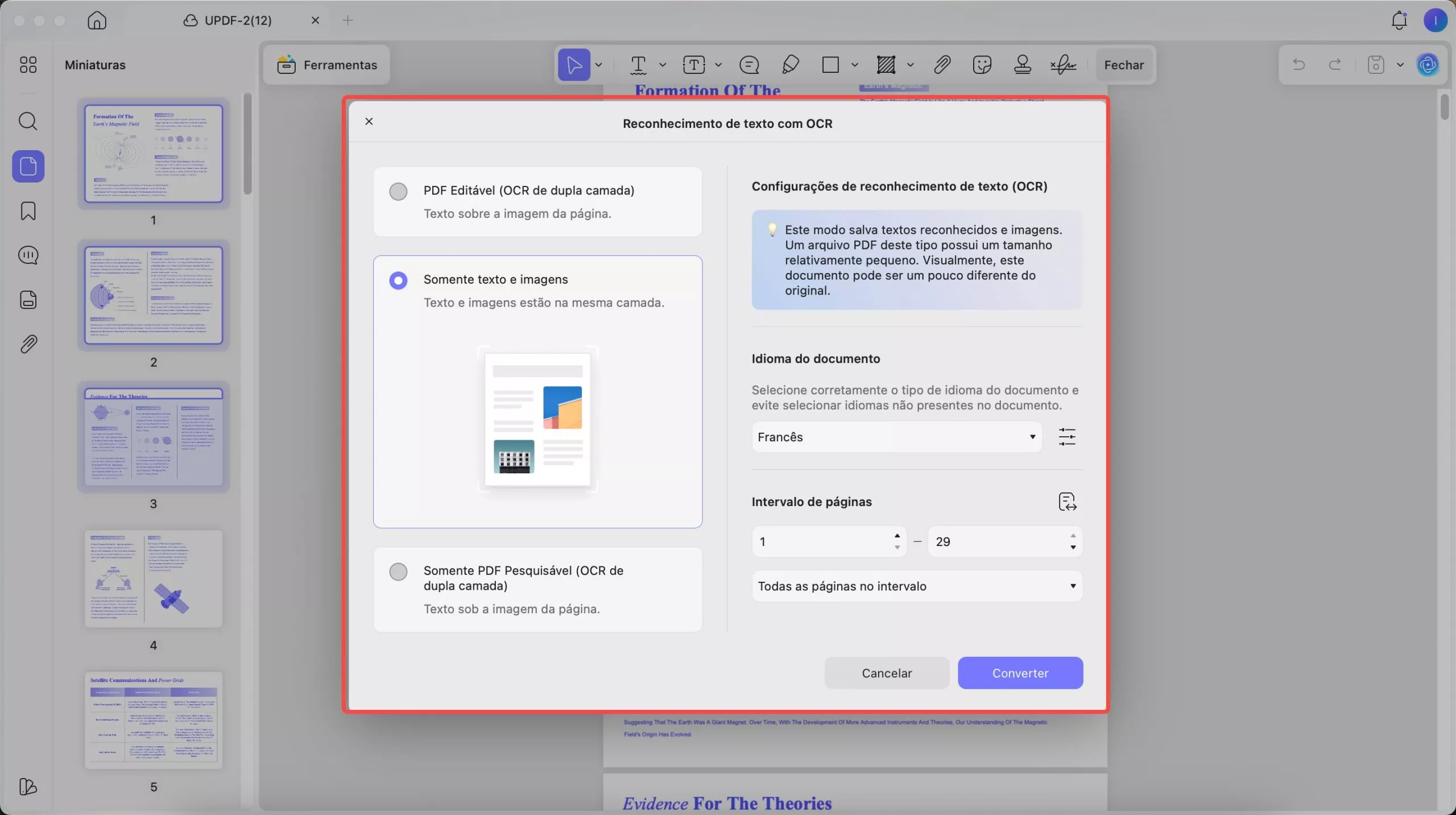 executar somente ocr de texto e imagens updf mac