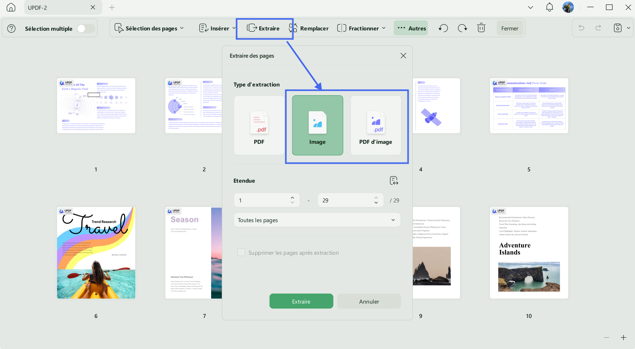 Extract pages as image files or image based PDF