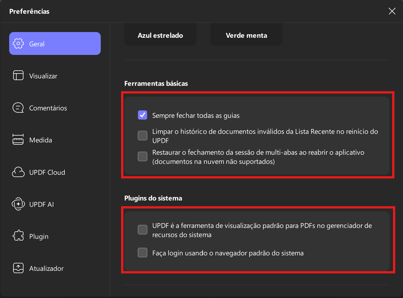 Plugins do sistema