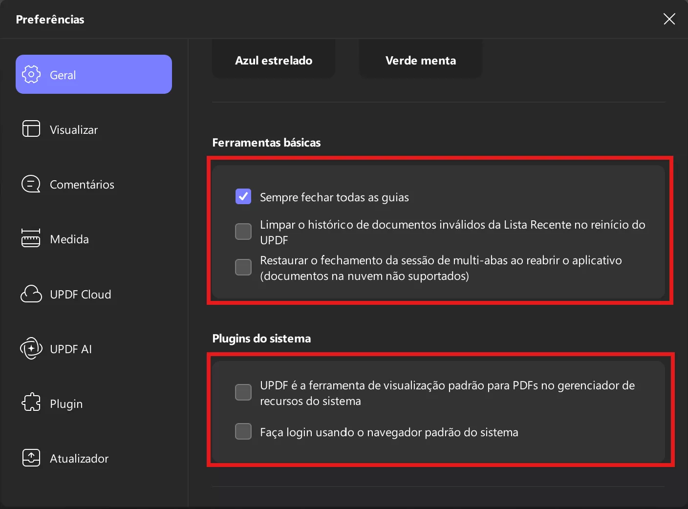 Plugins do sistema