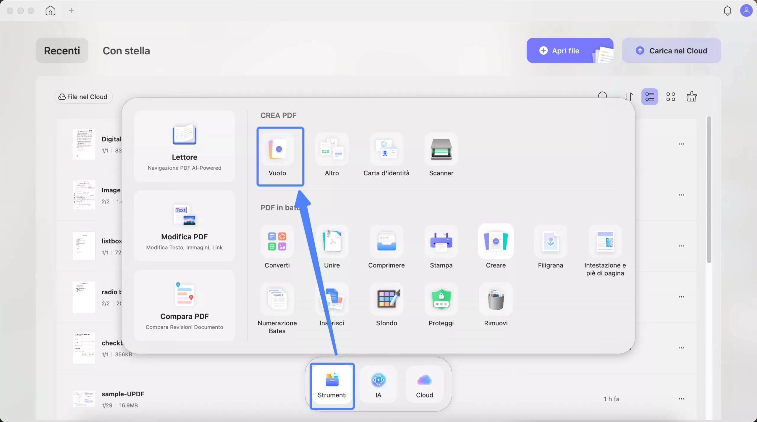 create blank page on updf mac