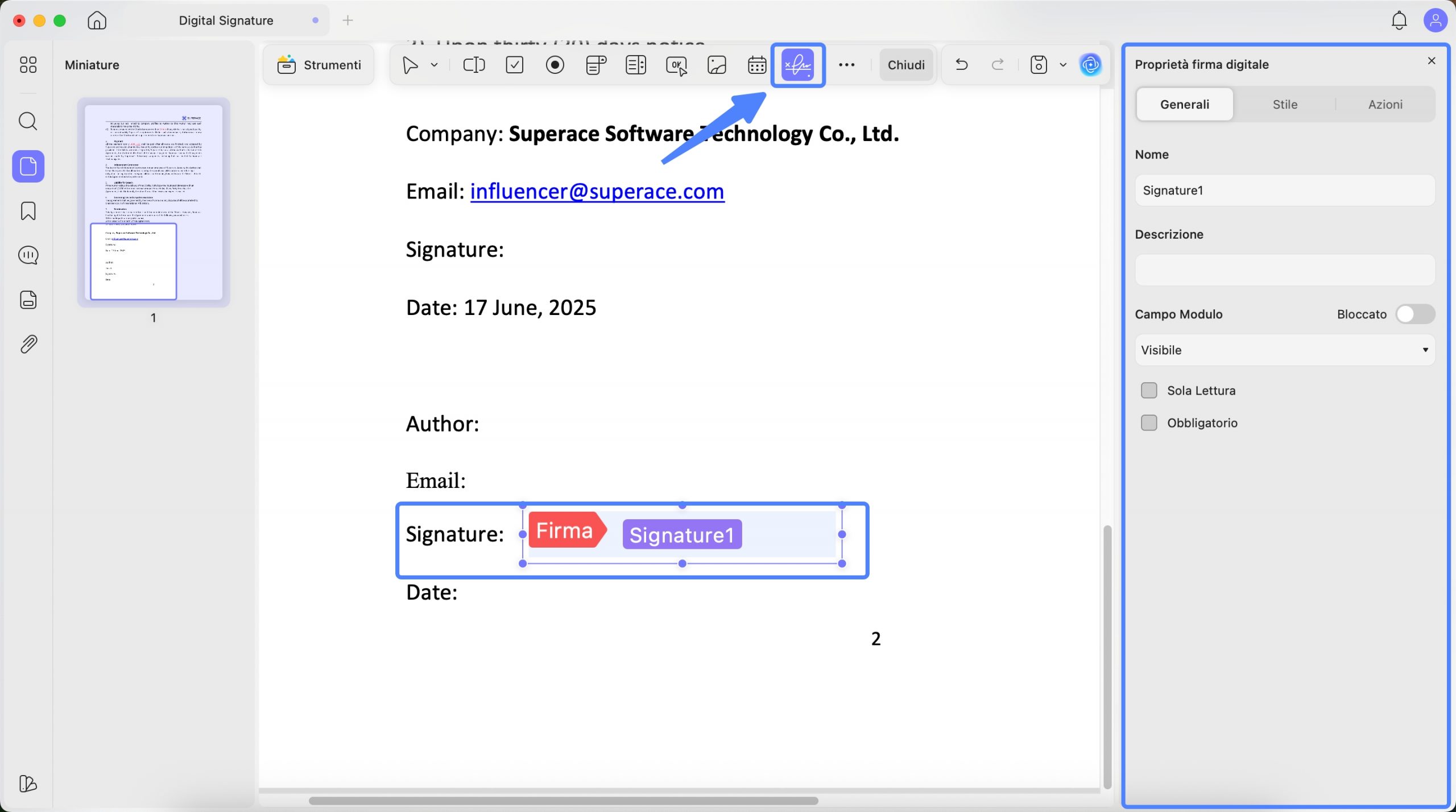 digital signature line in pdf form updf mac