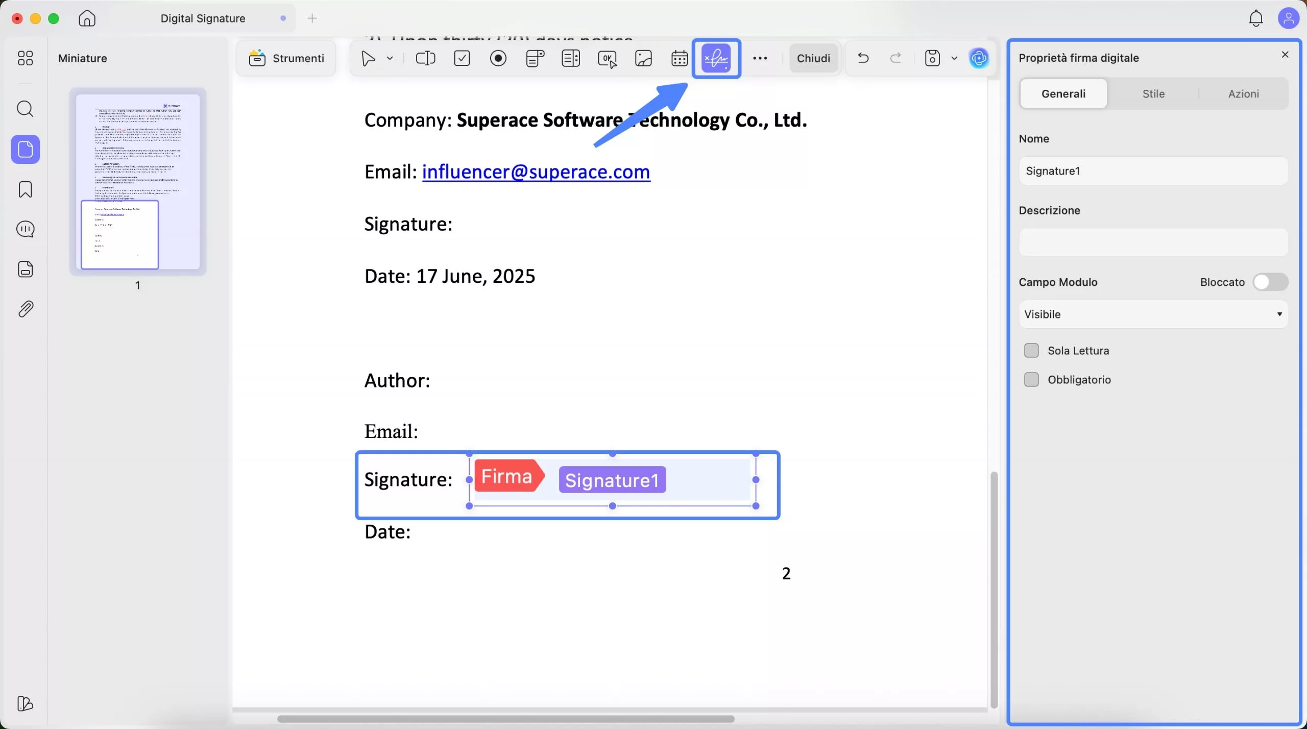 digital signature line in pdf form updf mac