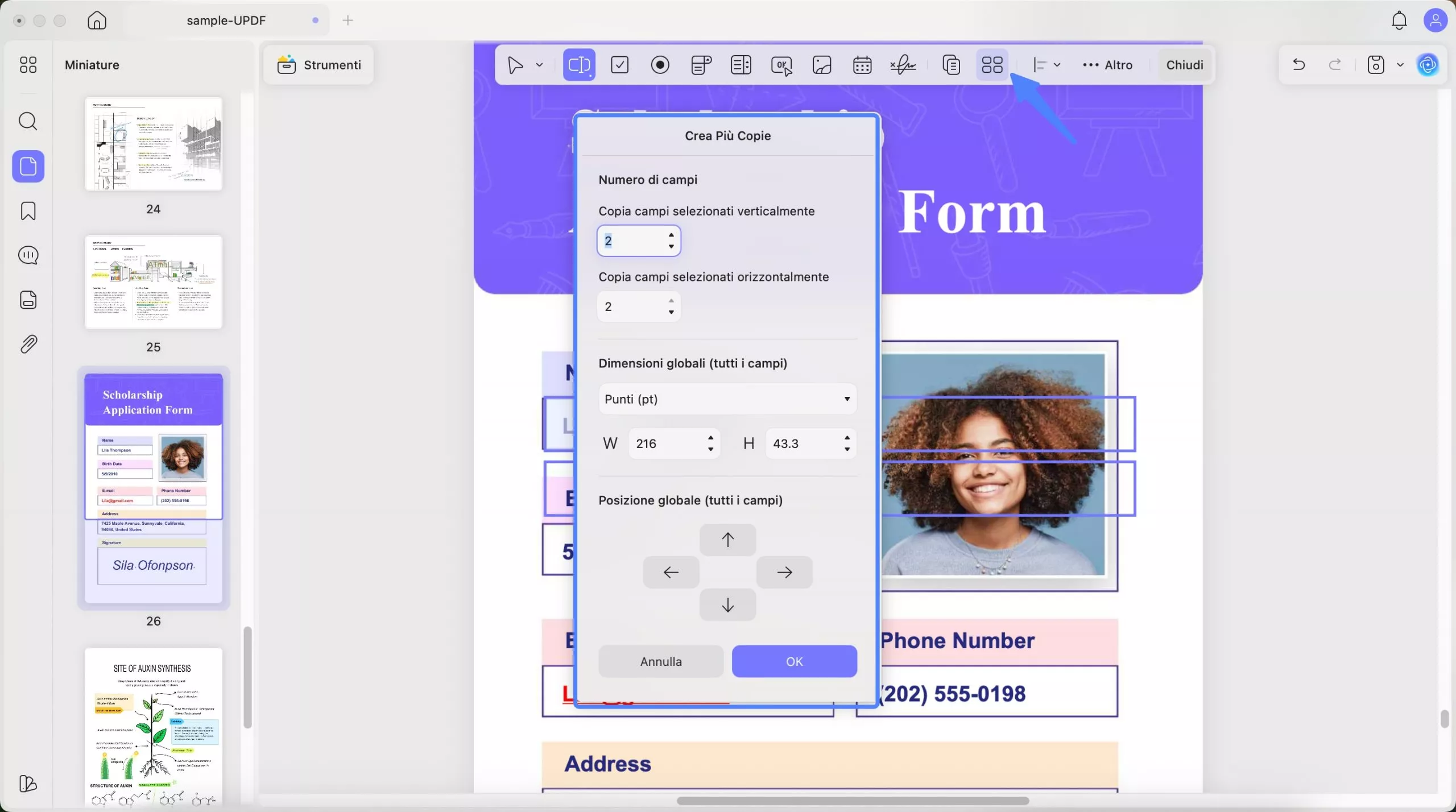 create multiple form copies updf mac