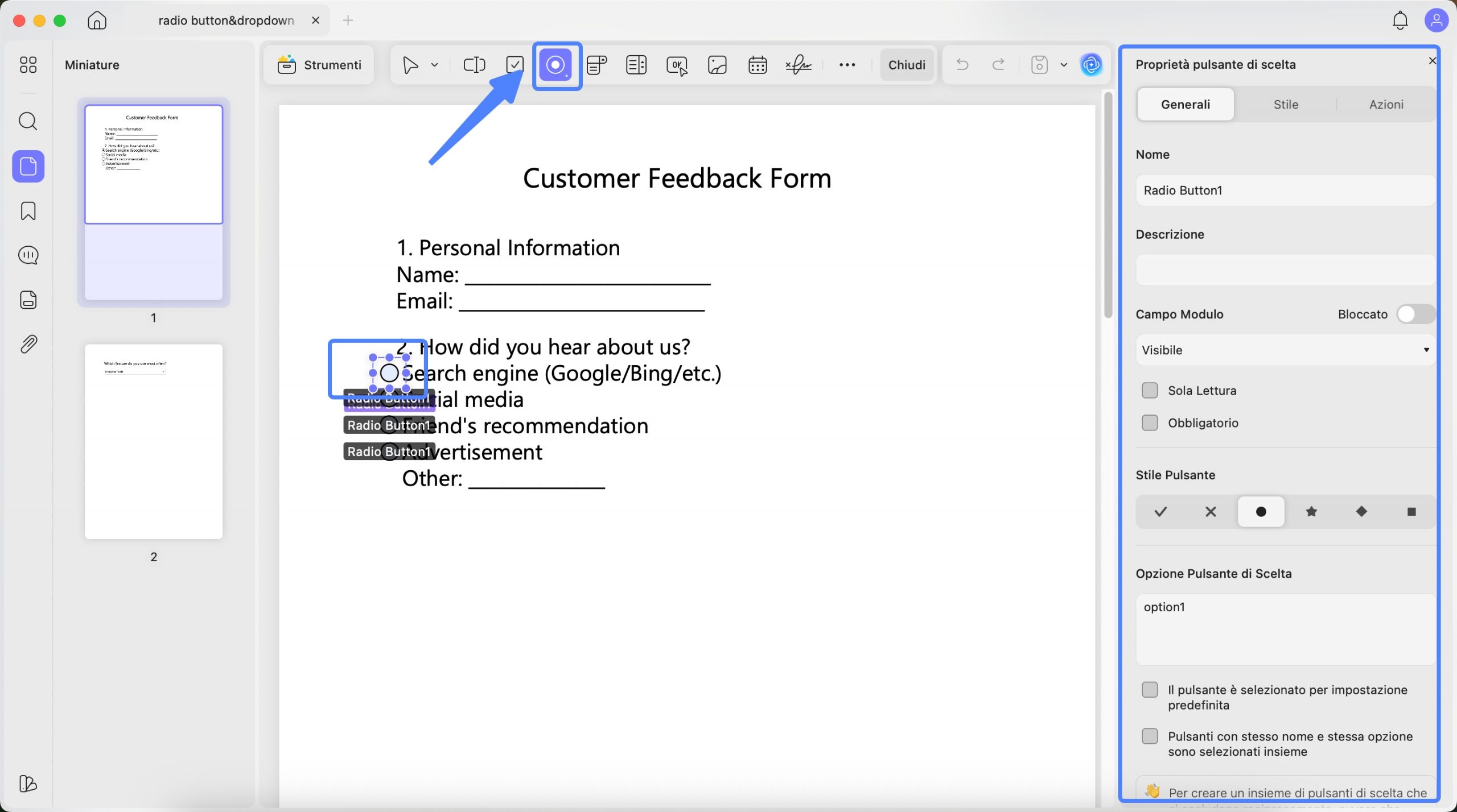 pdf form radio button tool updf mac