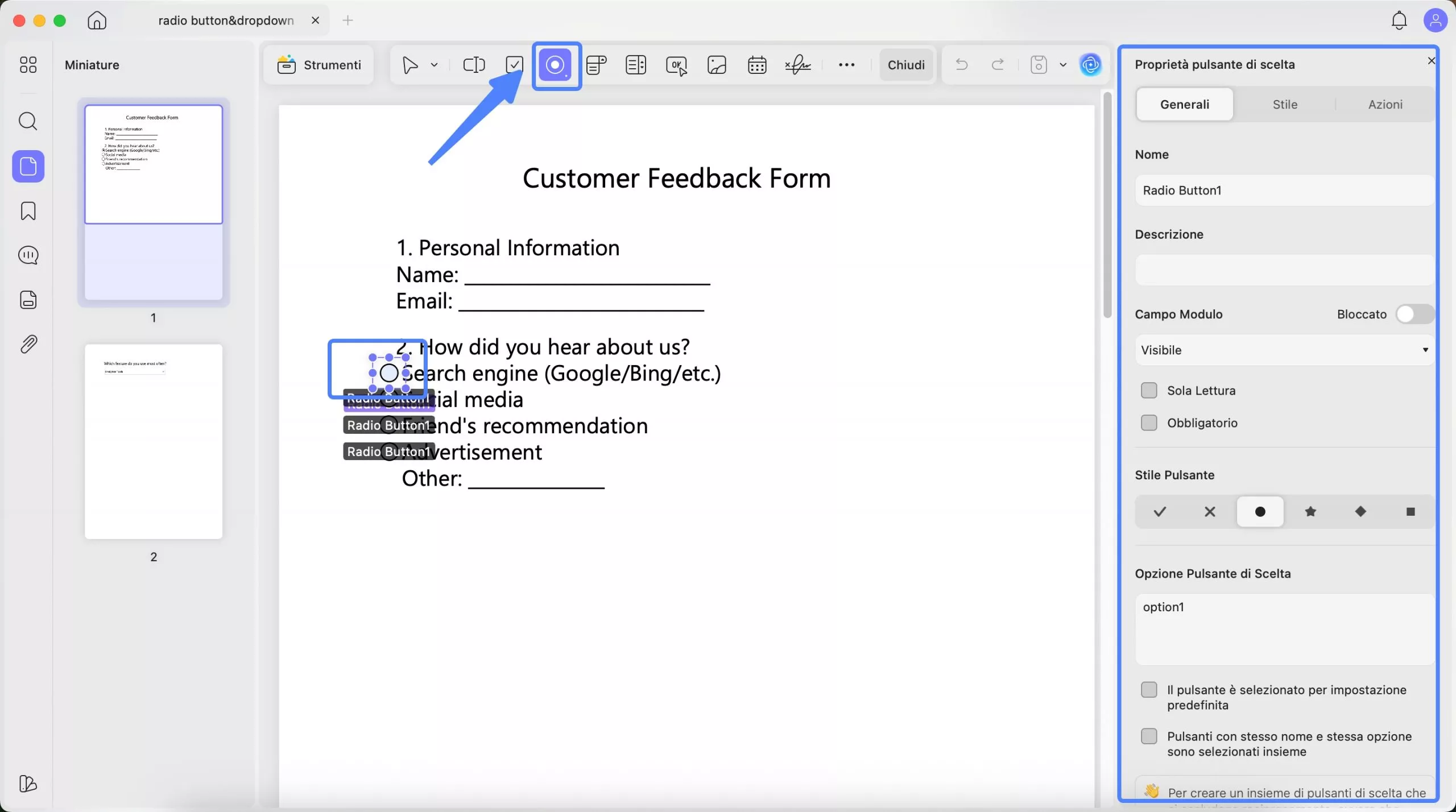 pdf form radio button tool updf mac