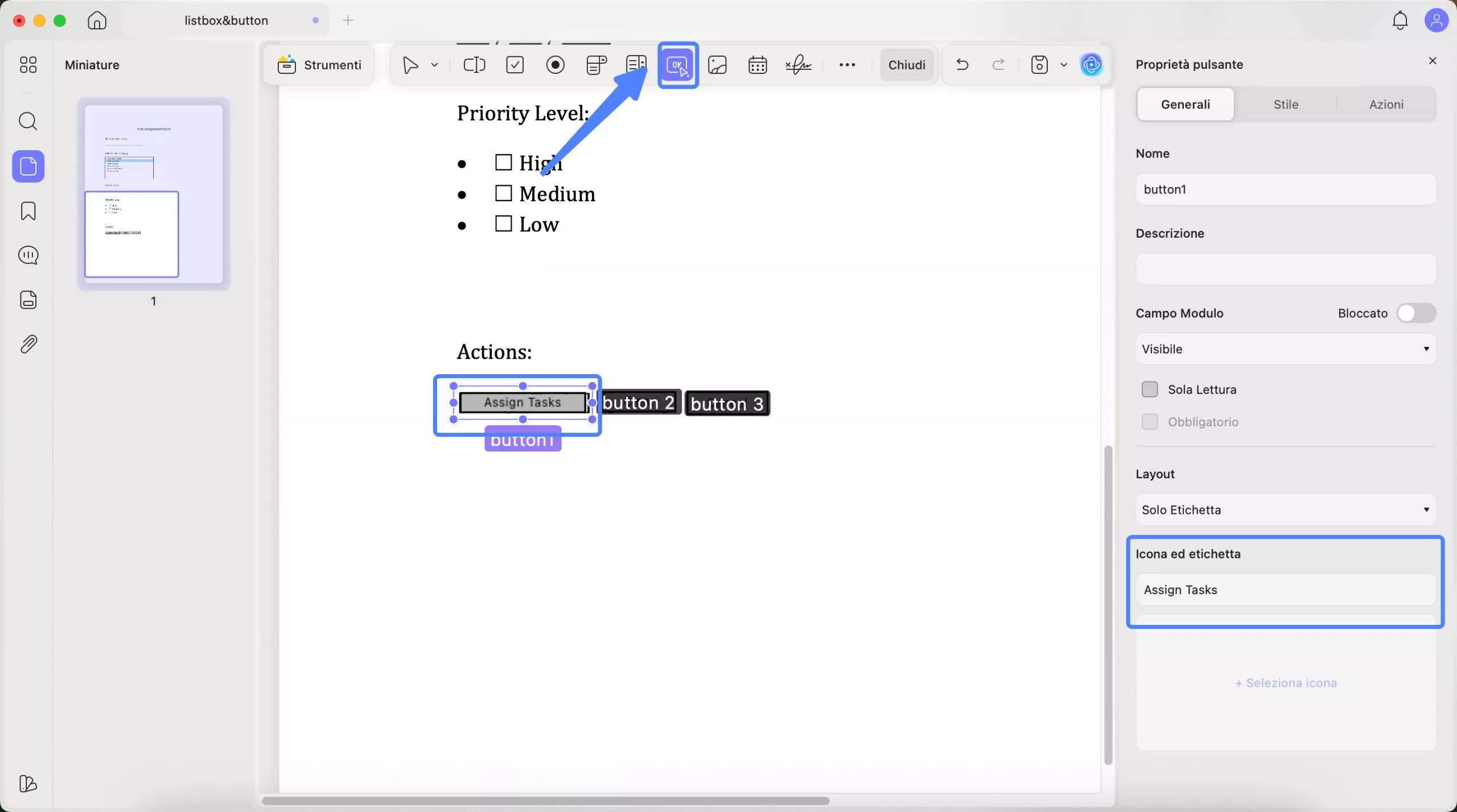 apply button to pdf form updf mac
