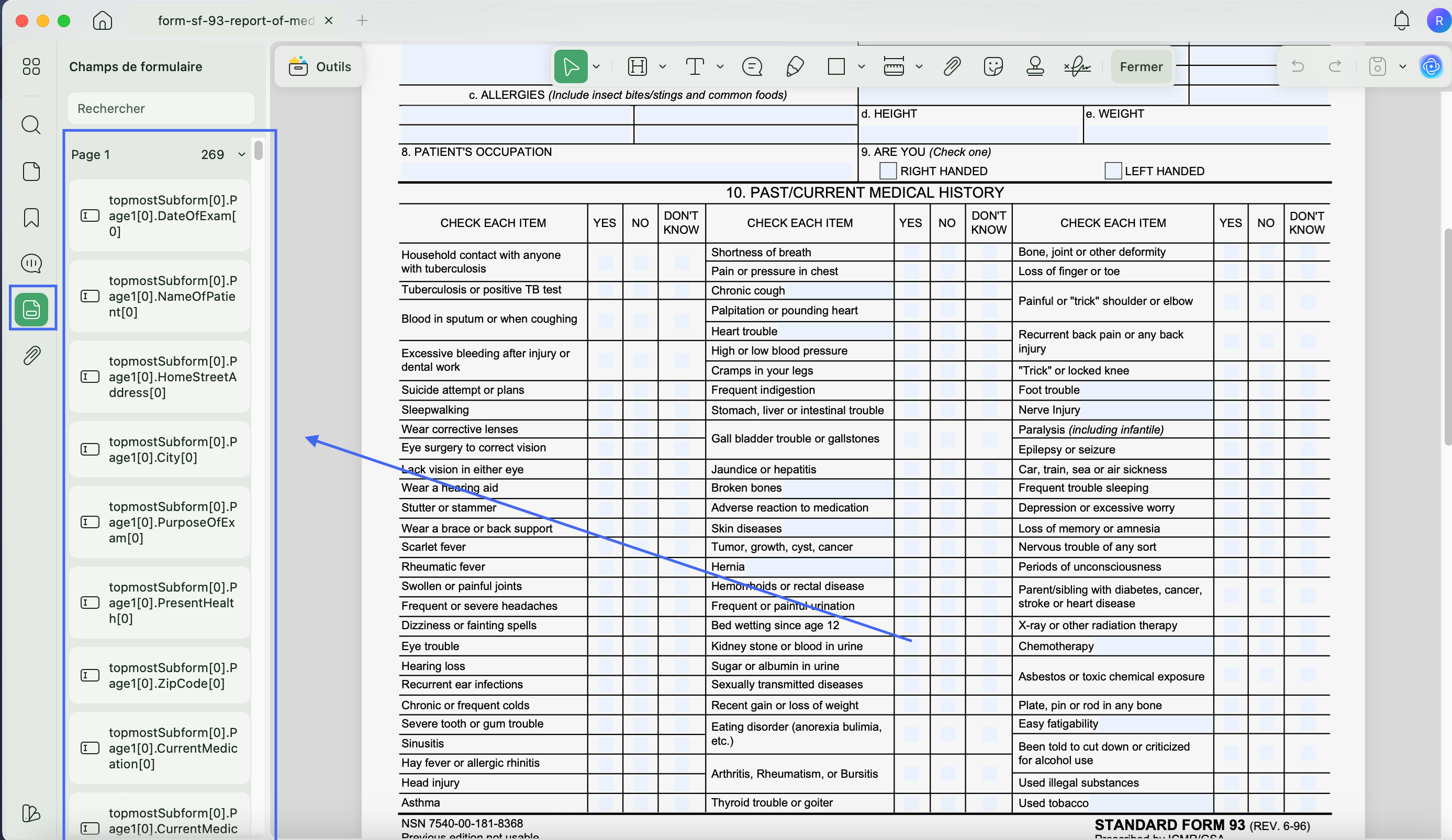 Form list features updf mac 2