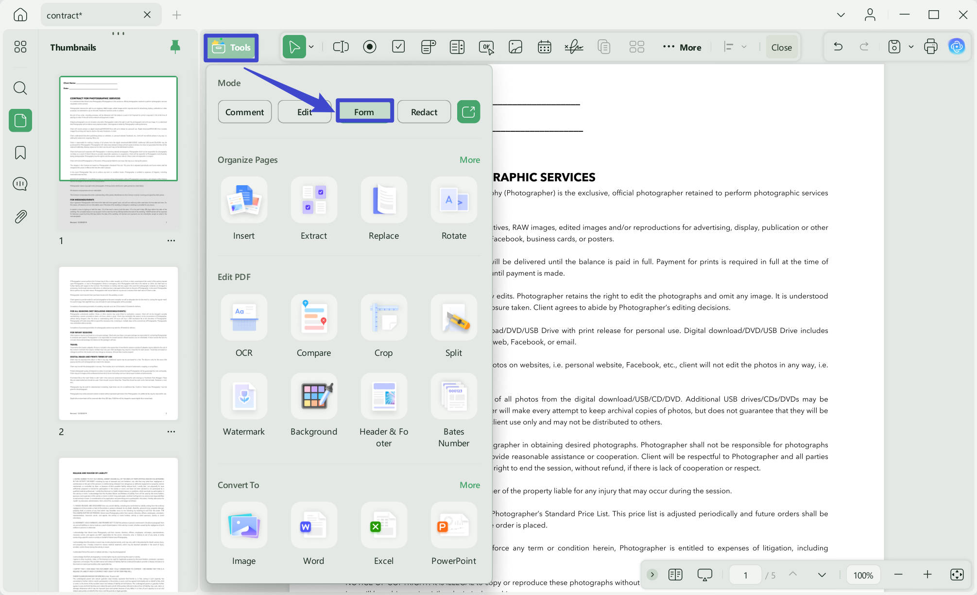 خيارات النماذج updf windows 2