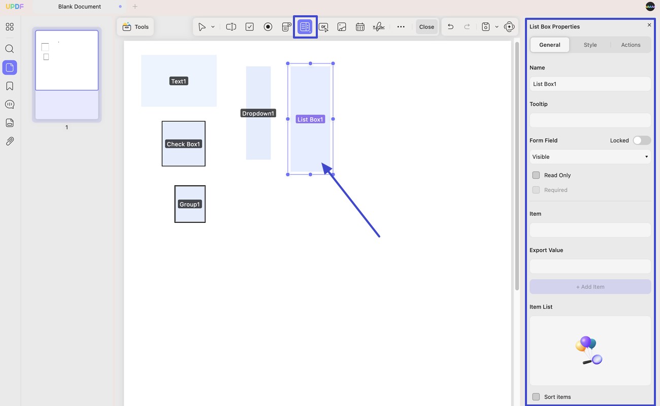 สร้างกล่องรายการอัพเดท mac