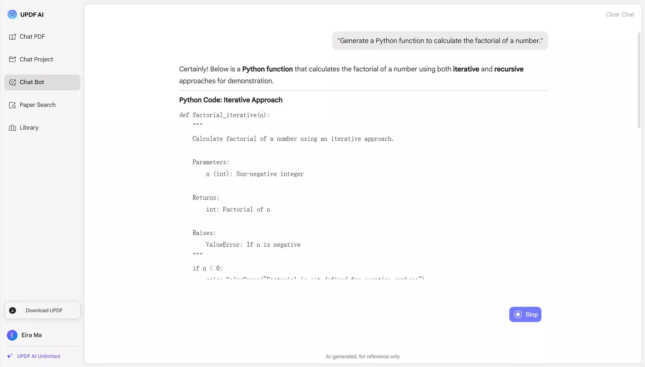 python function by updf ai