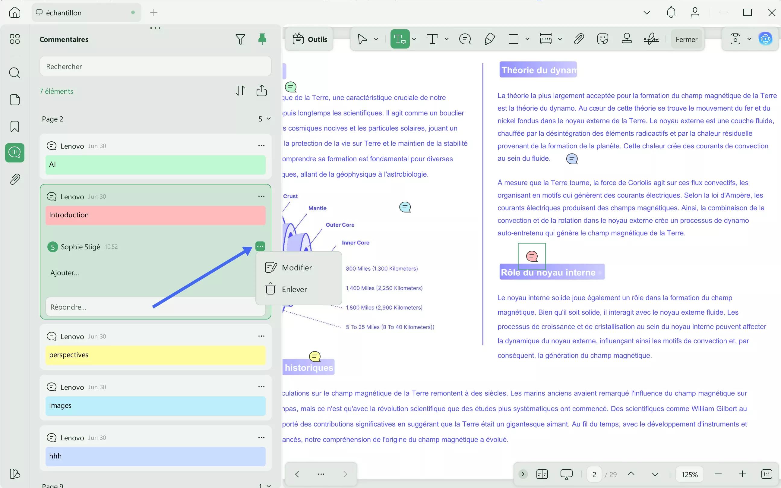 modifier ou supprimer la réponse
