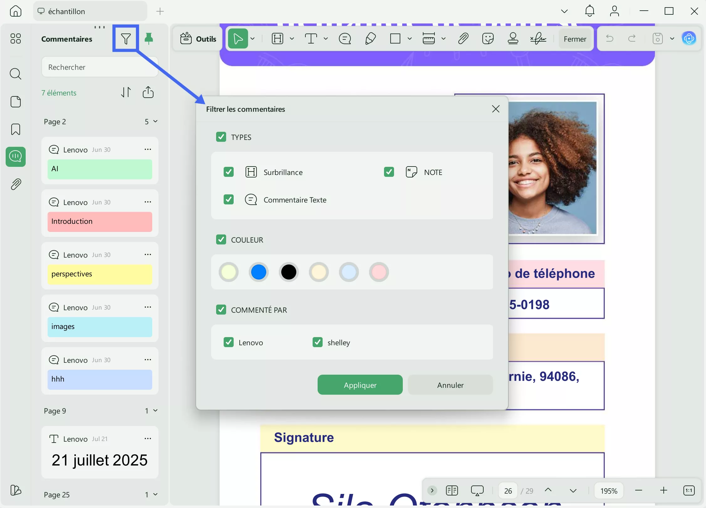 Exporter les commentaires au format PDF