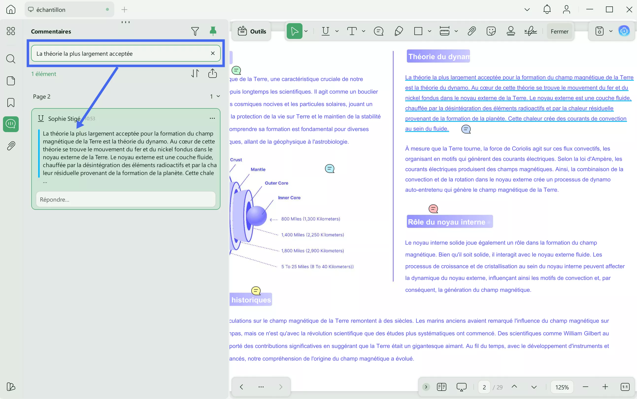 commentaire de recherche