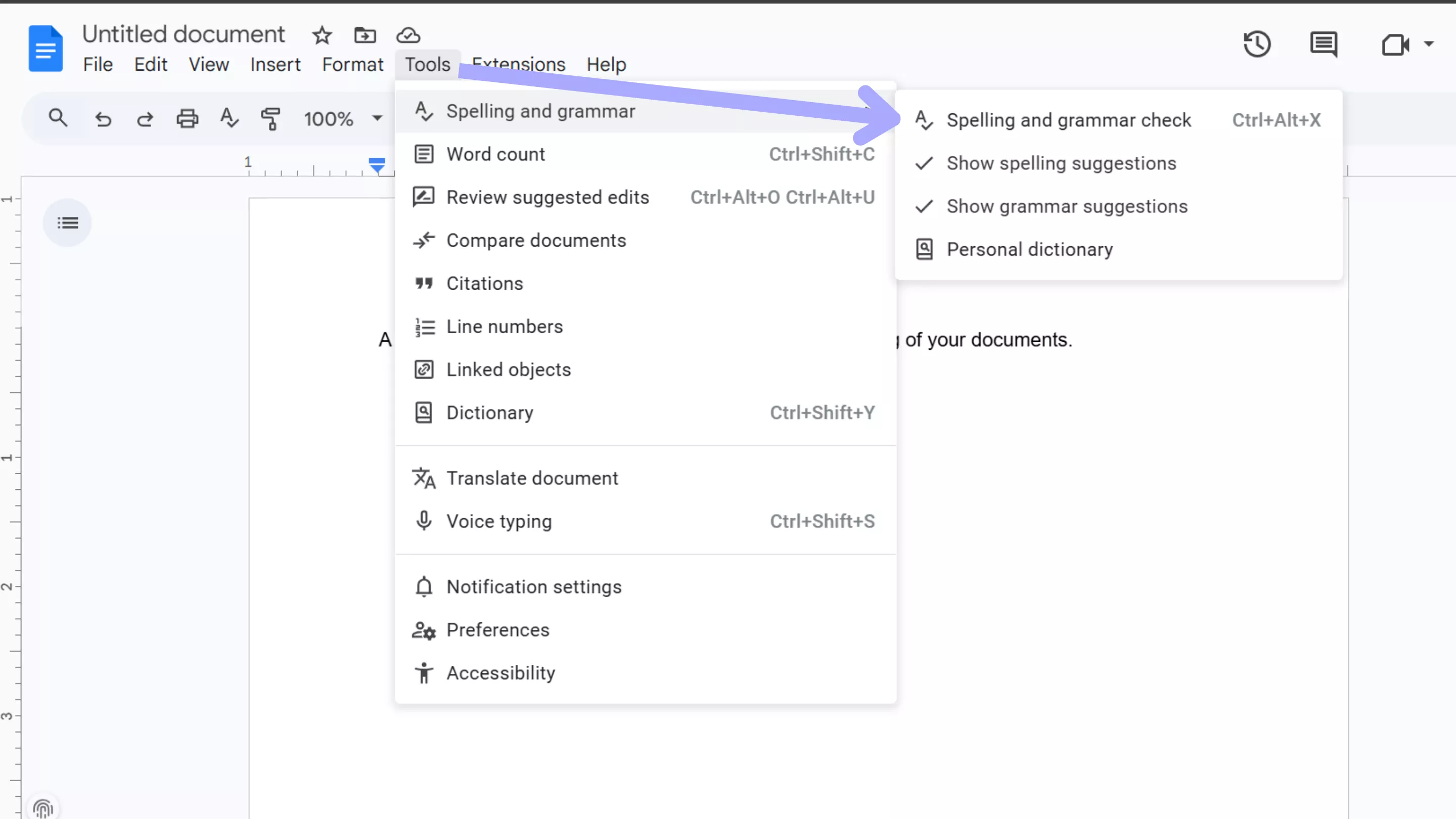 grammar check with google docs