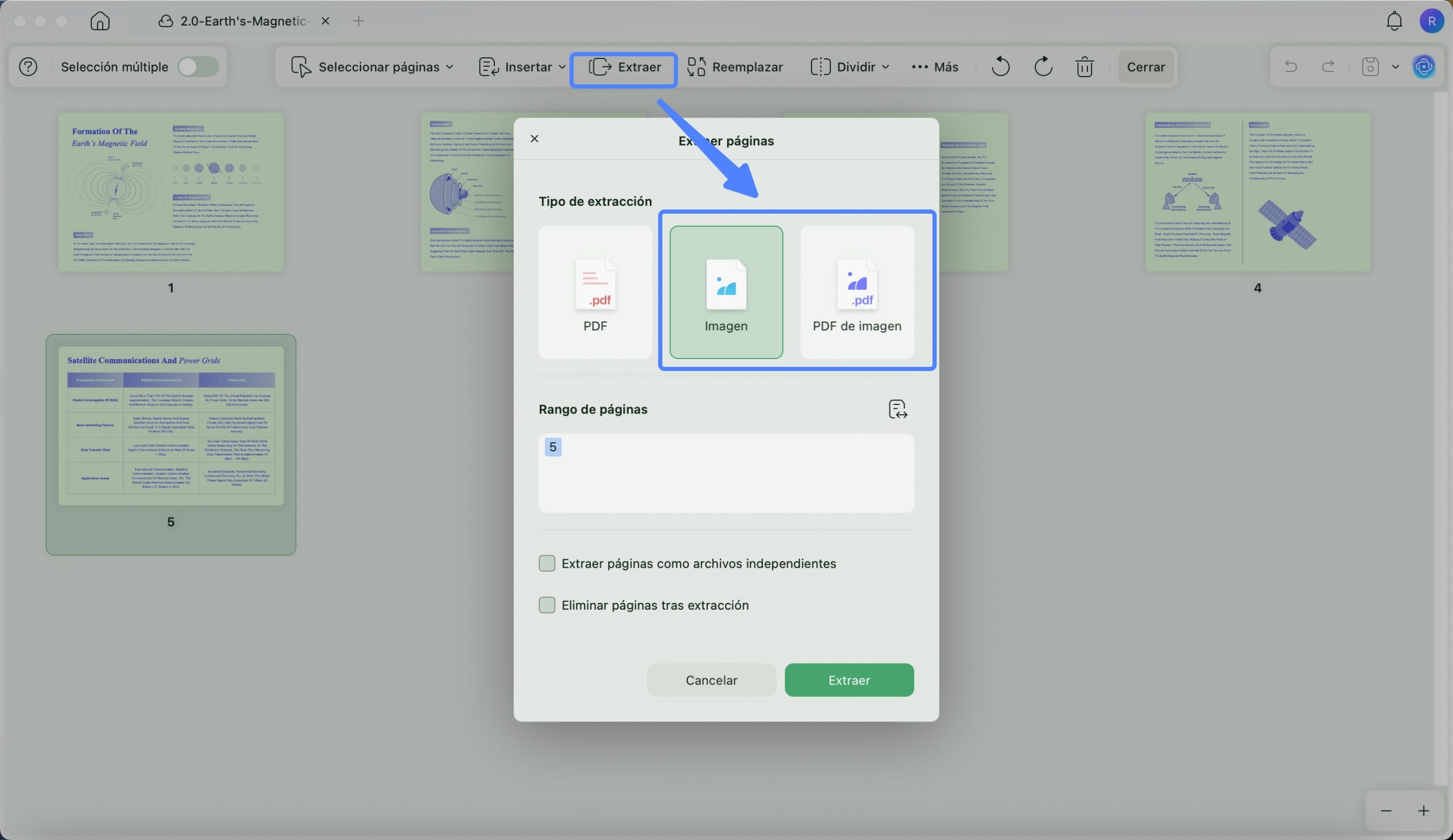 Extract pages as image files or image based PDF