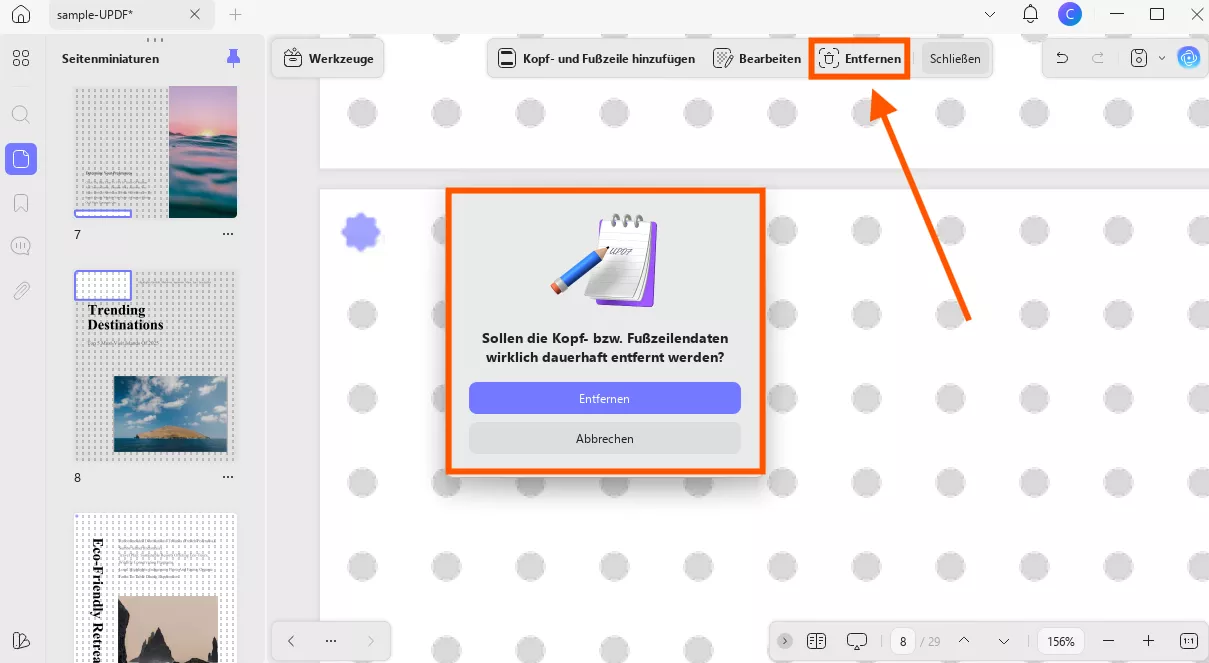 Kopf- und Fußzeile aus PDF entfernen