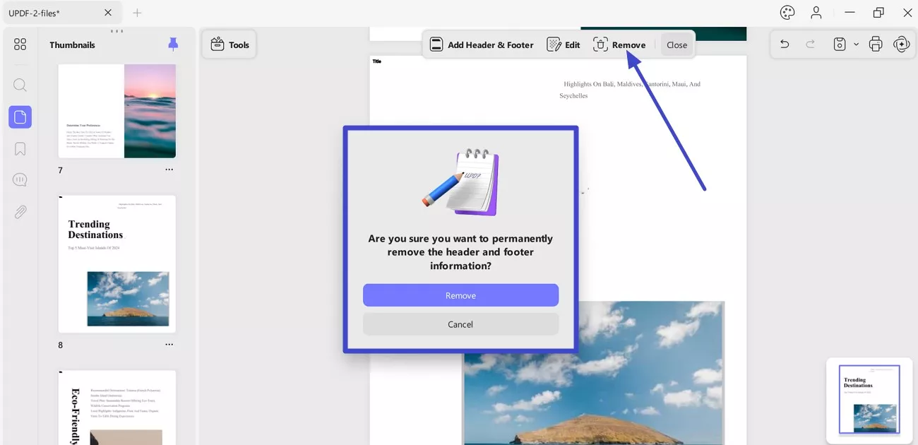 Odebrat záhlaví a zápatí z PDF