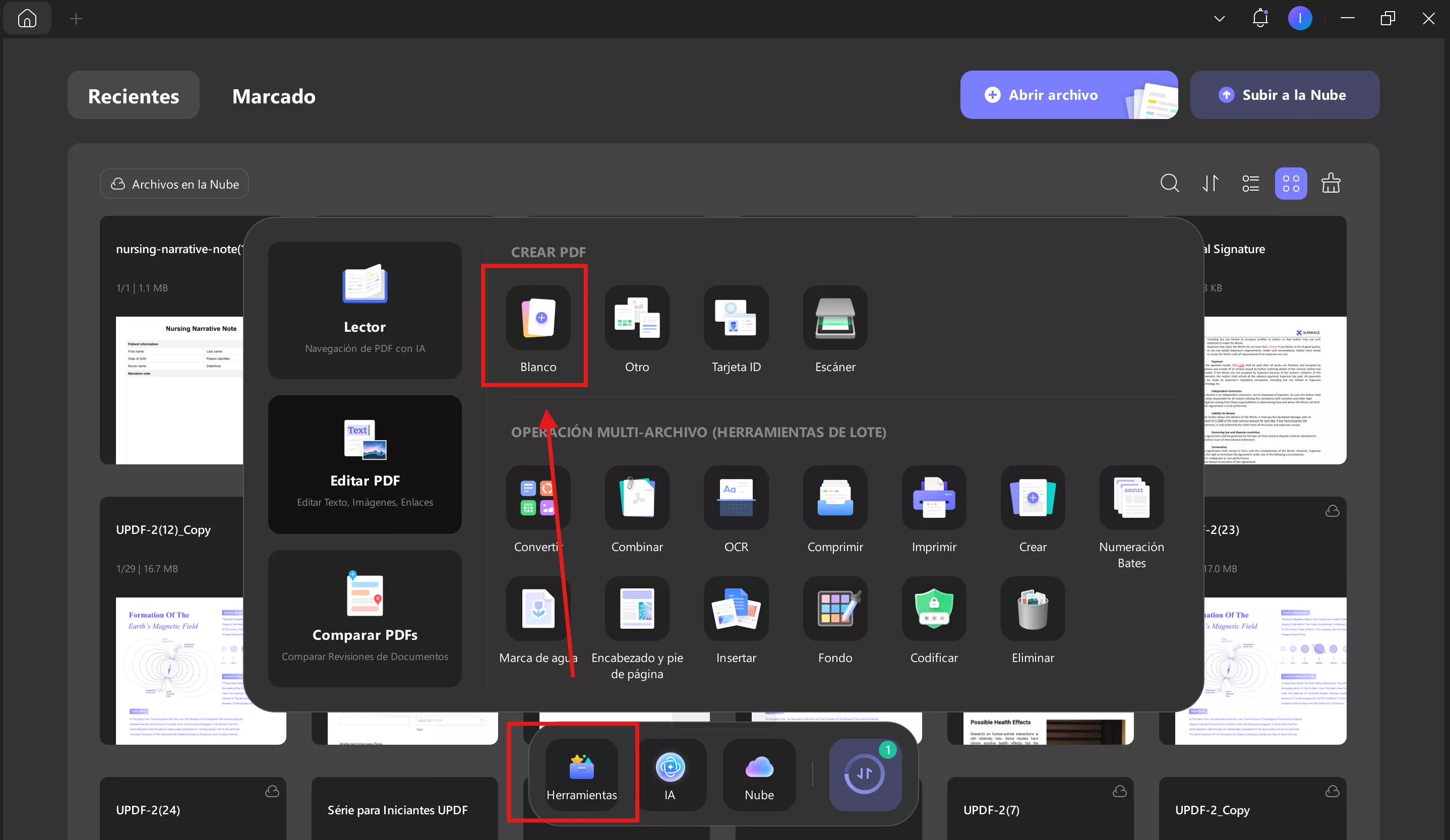 crear pdf en blanco updf windows