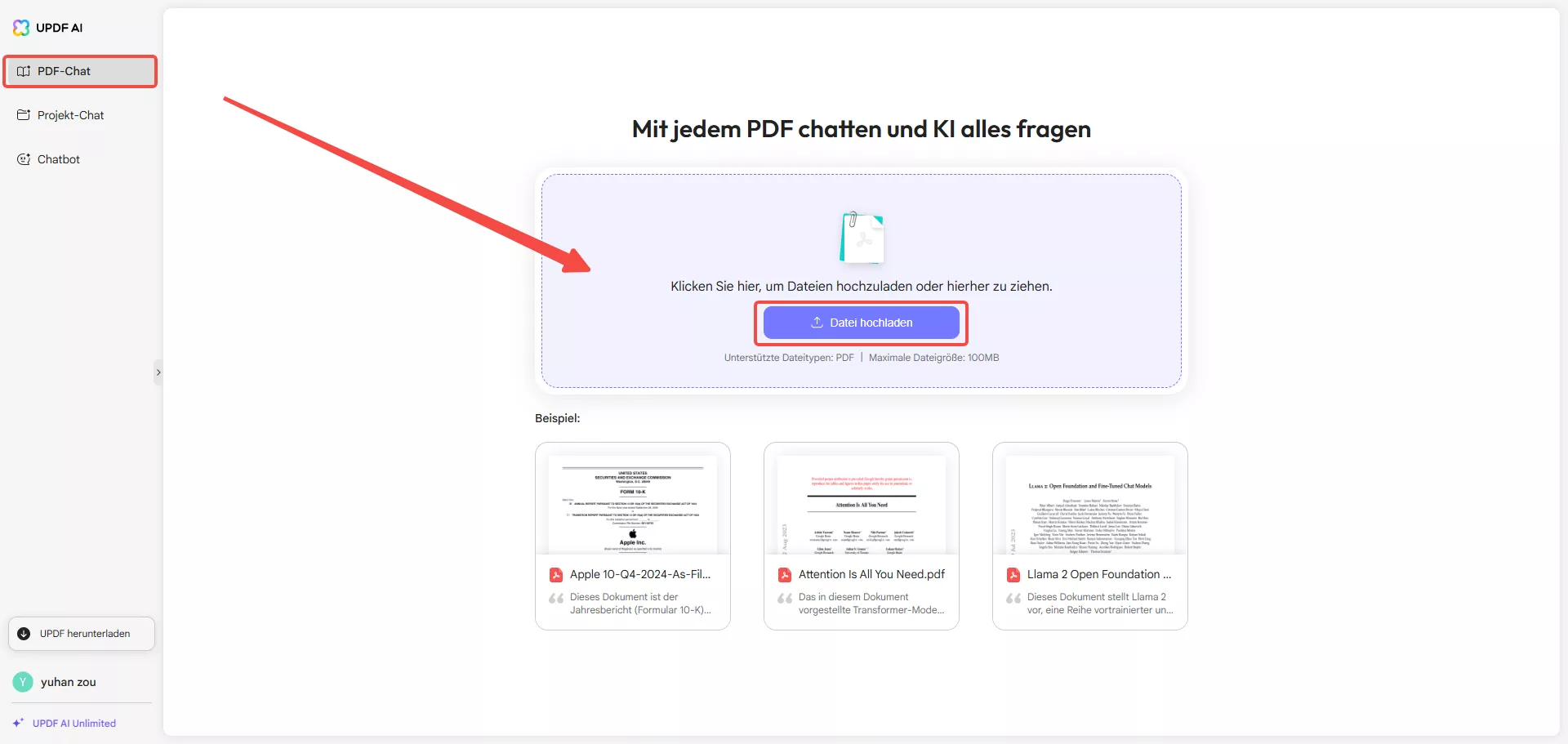 updf ai Datei hochladen