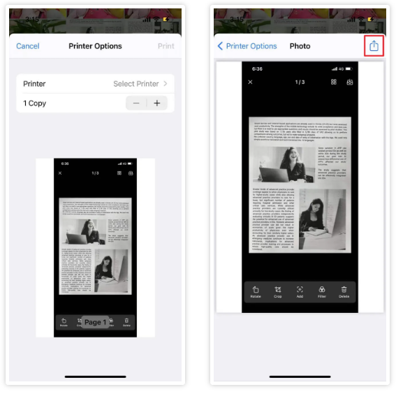 用圖書應用程式在 iPhone 上把圖片保存為 PDF