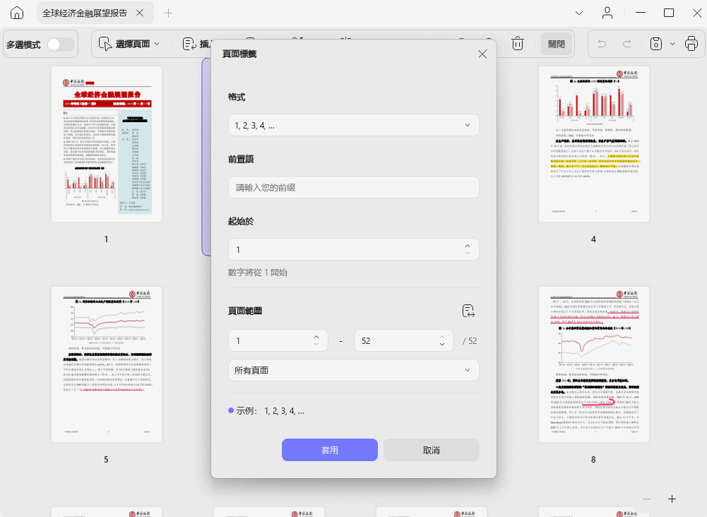 PDF 頁面添加頁碼標籤