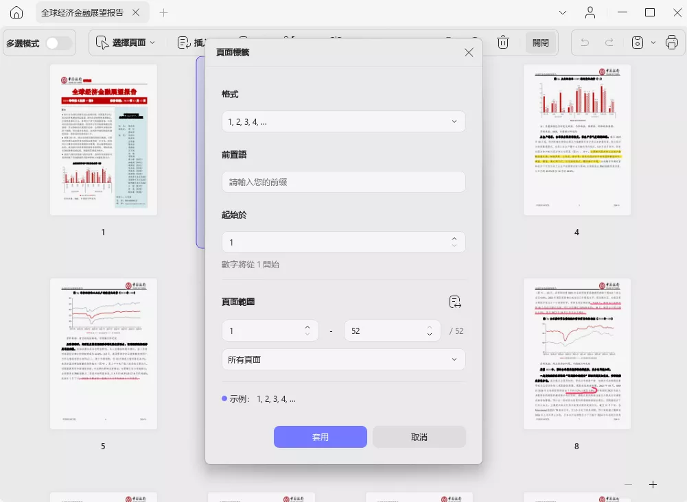 PDF 頁面添加頁碼標籤