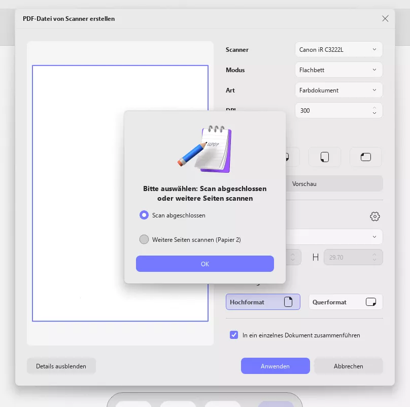 PDF vom Scanner erstellen