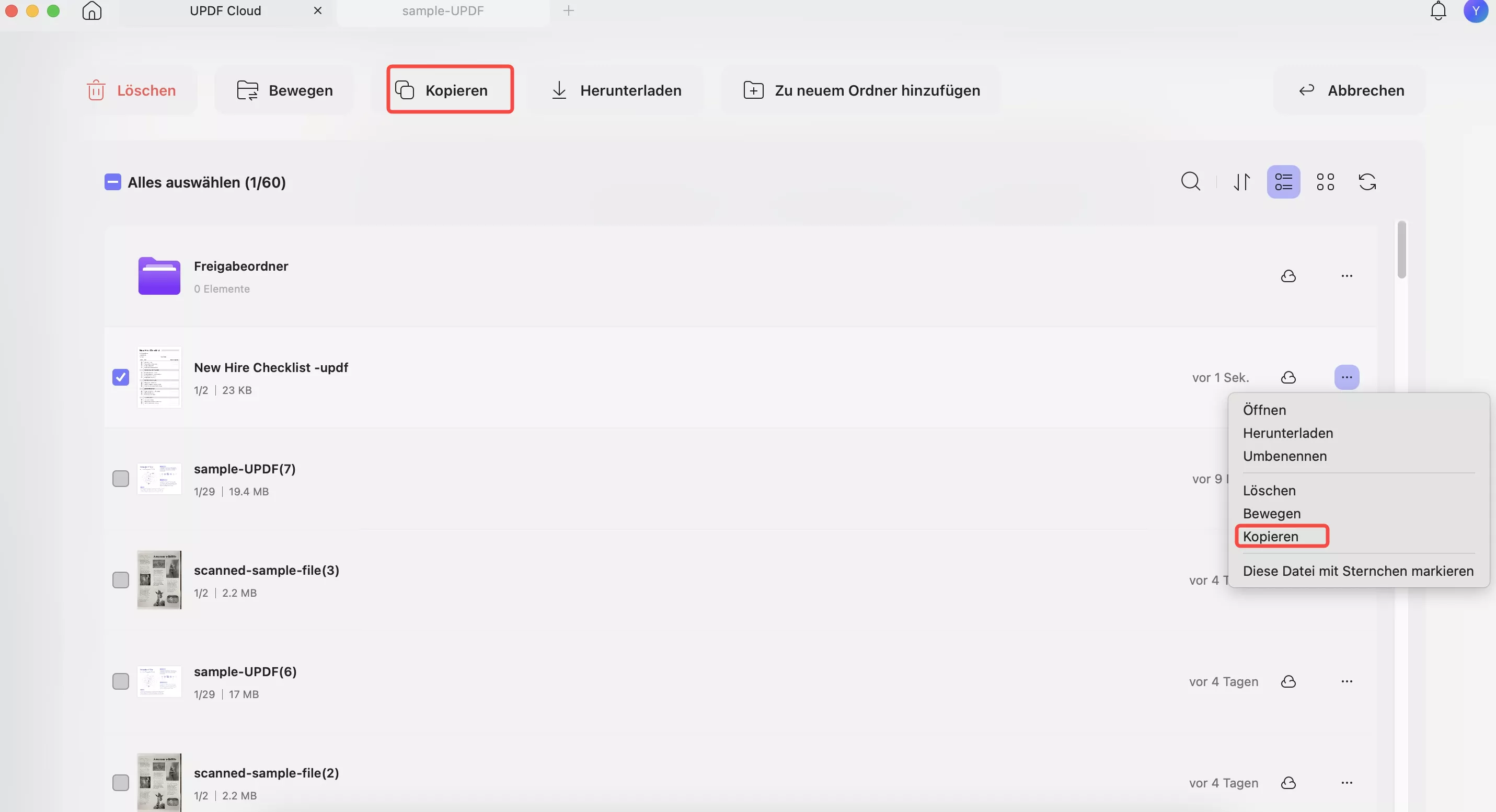 PDF-Dateien in einen Ordner kopieren