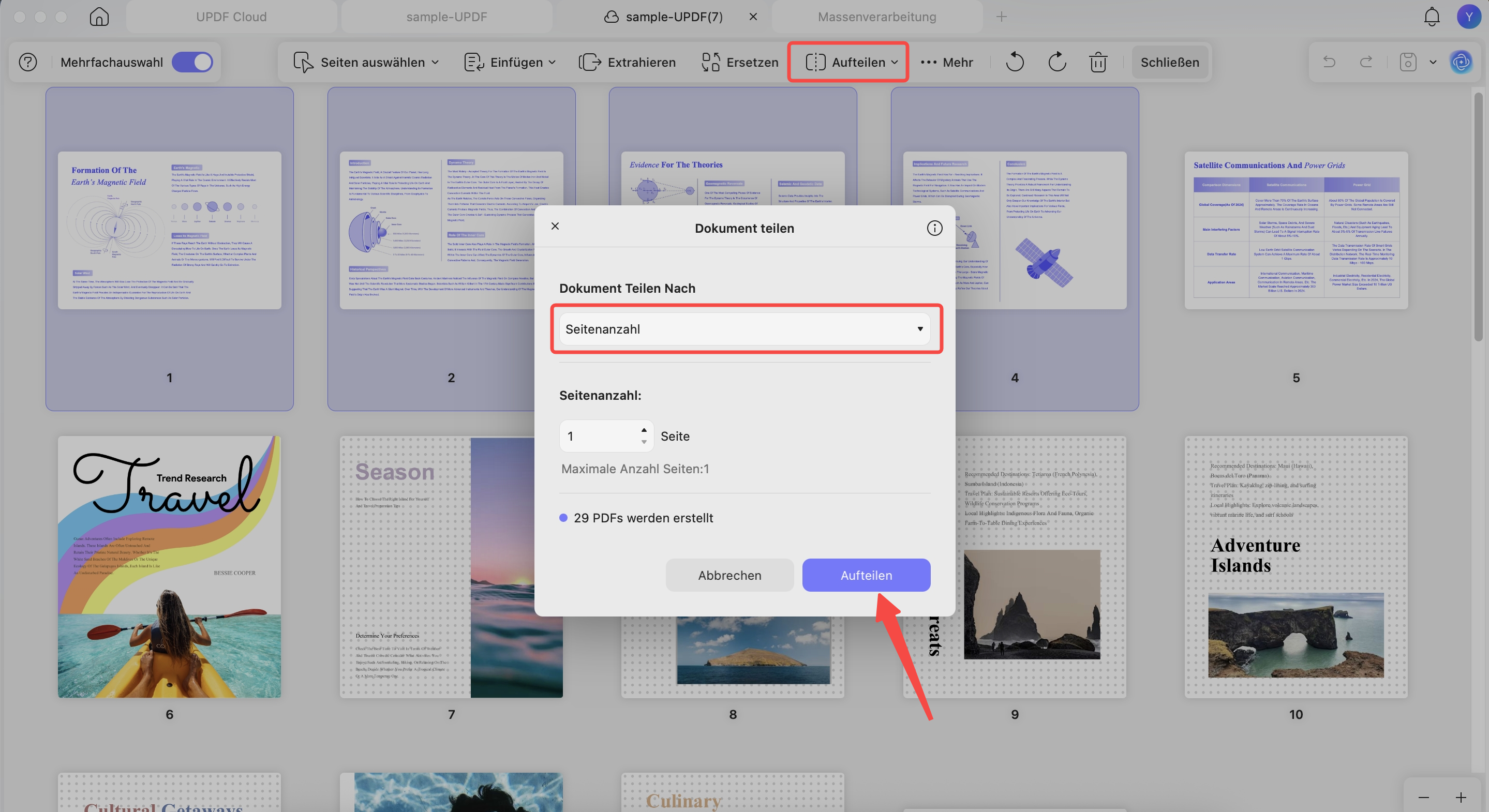 PDF nach Seiten aufteilen