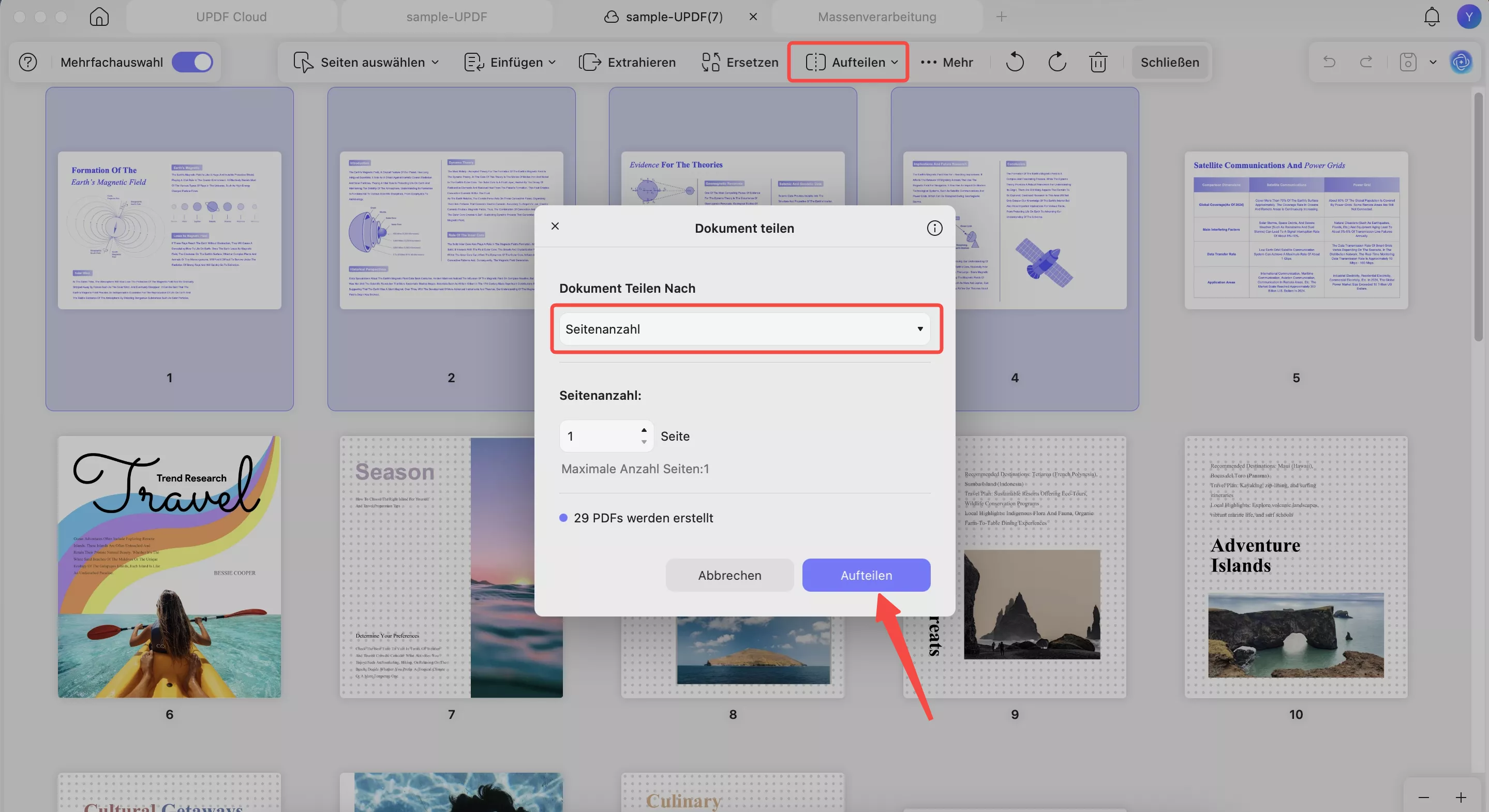 PDF nach Seiten aufteilen