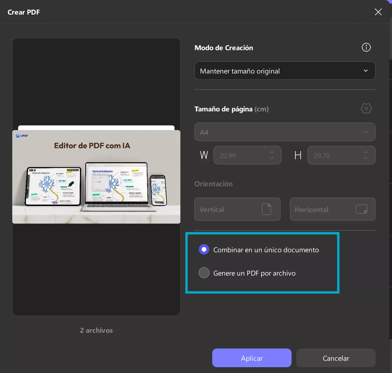 crear pdf