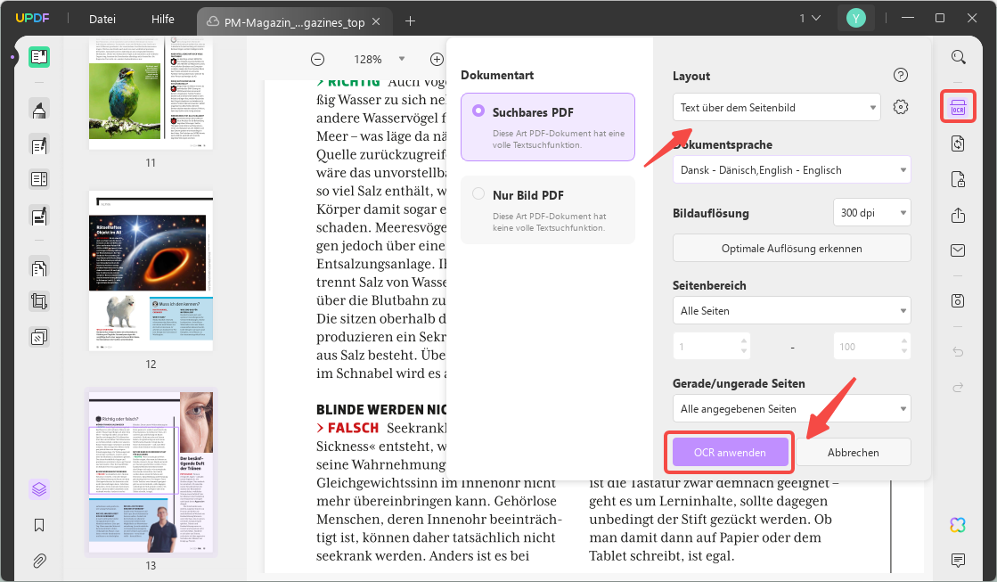 OCR wählen