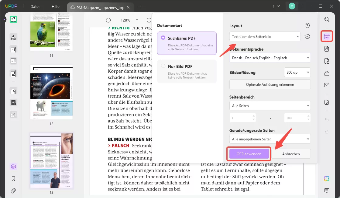 OCR wählen