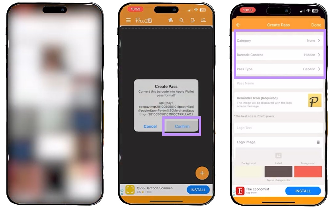 Konvertieren Sie den Barcode in das Apple Wallet-Format