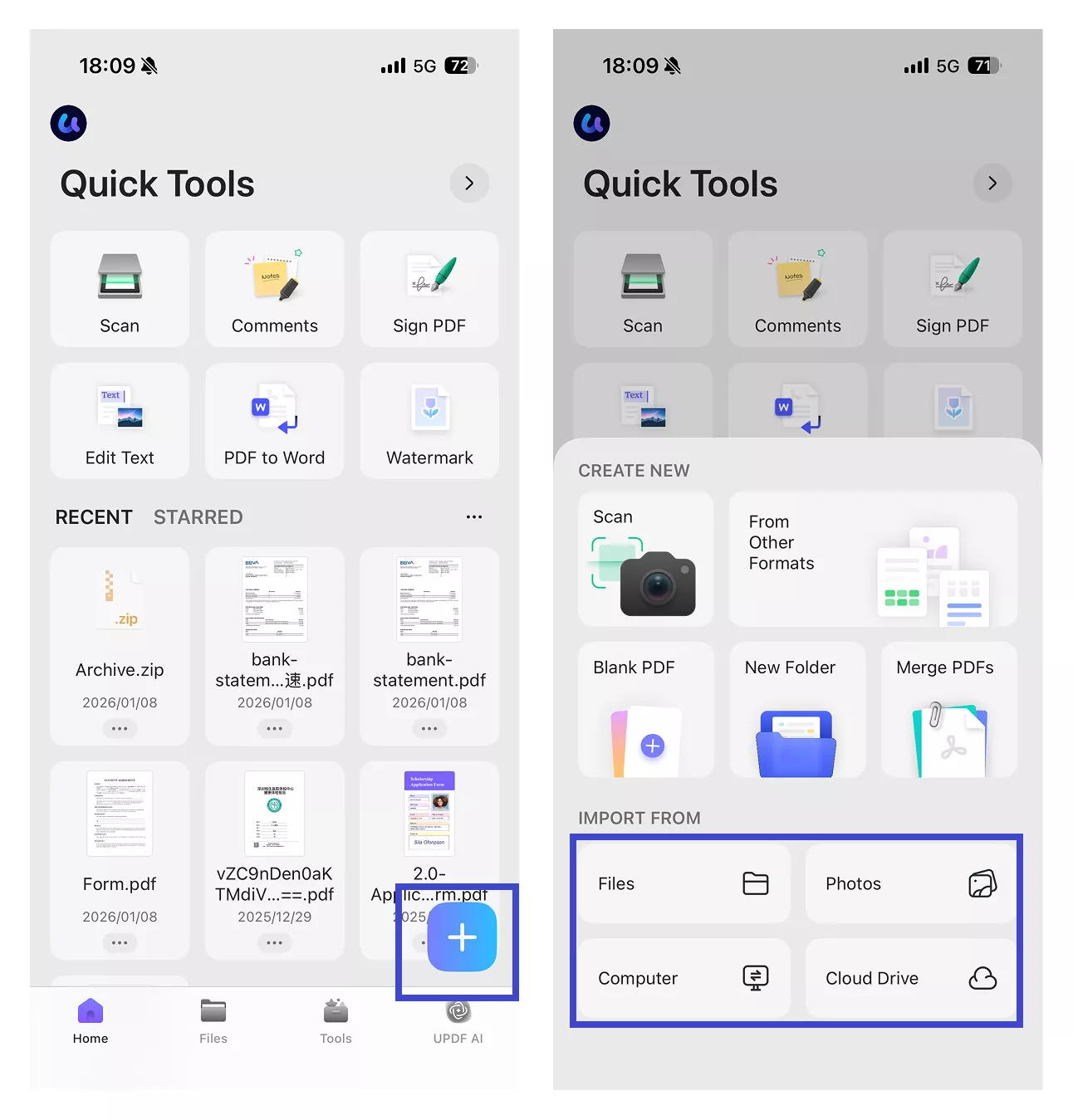 import the PDF files