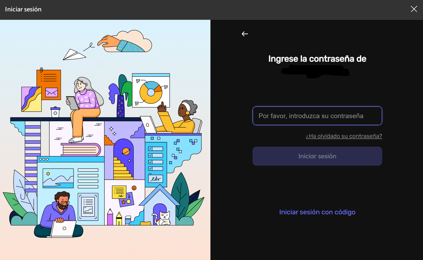 iniciar sesión con código