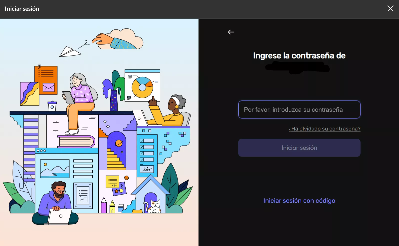 iniciar sesión con código
