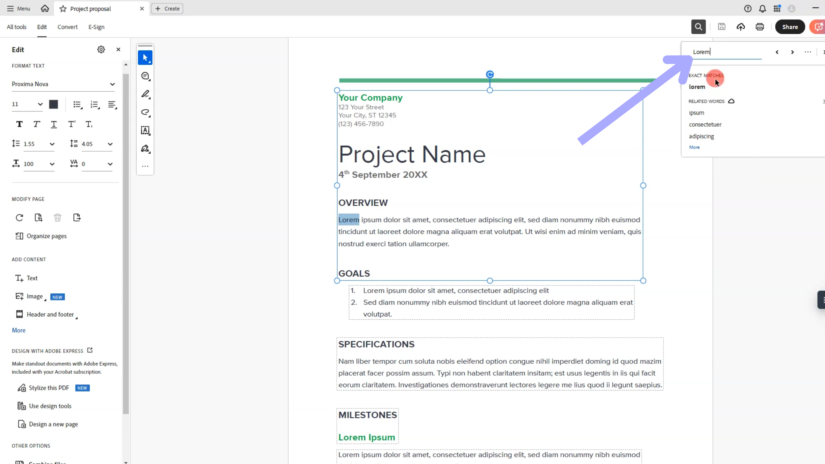 input the text to replace adobe acrobat