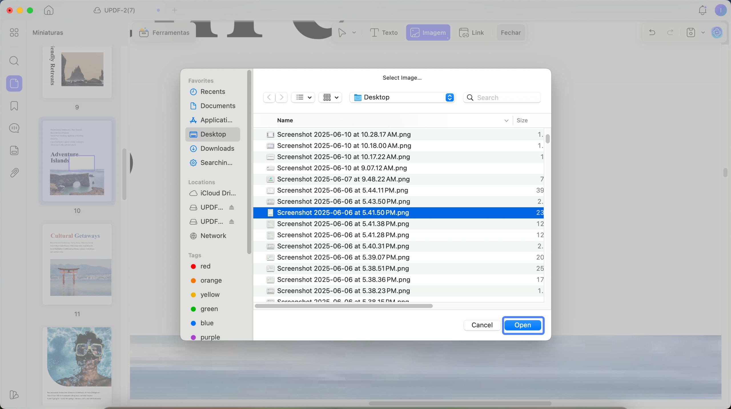 inserir imagem em pdf
