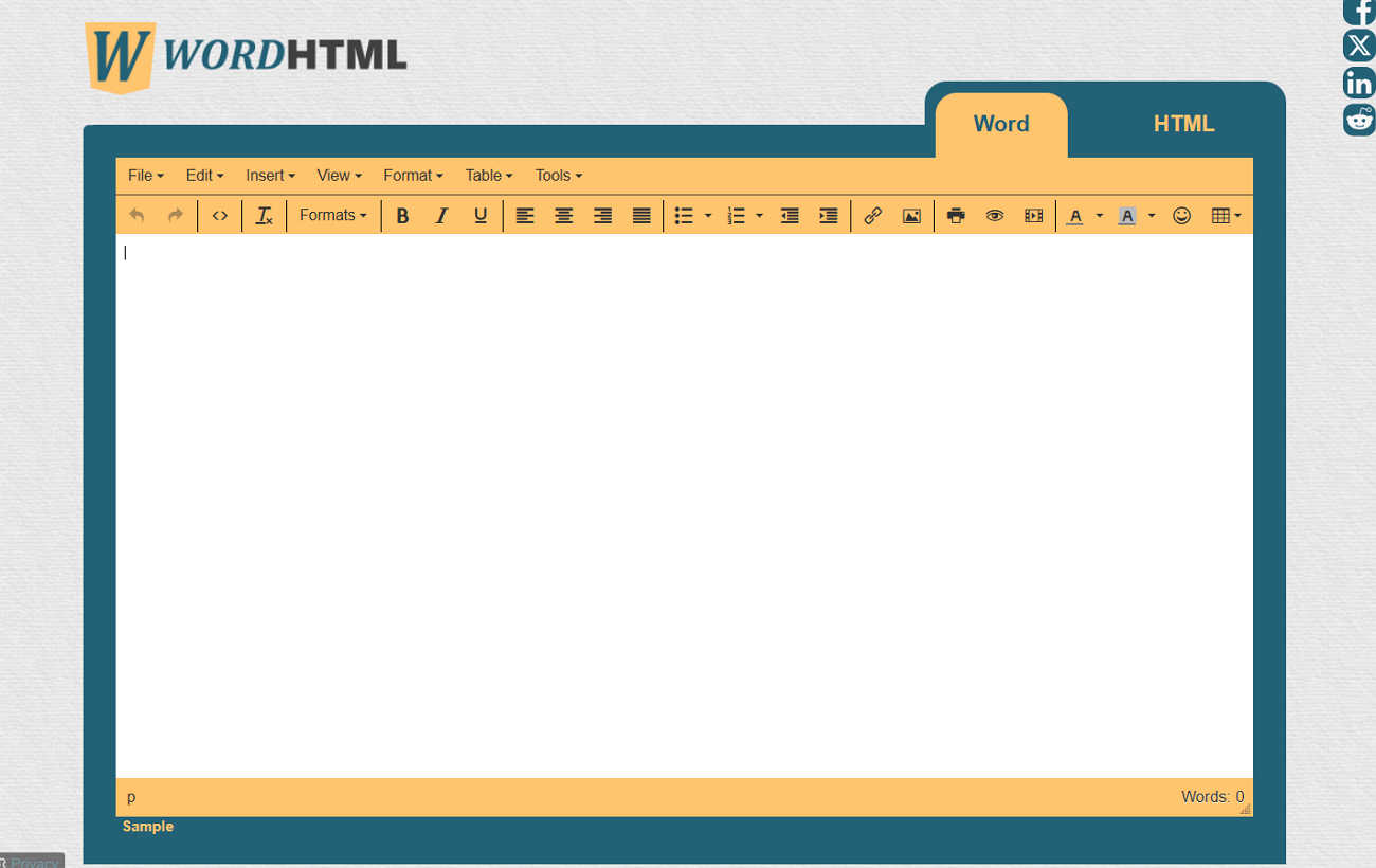interface of wordhtml