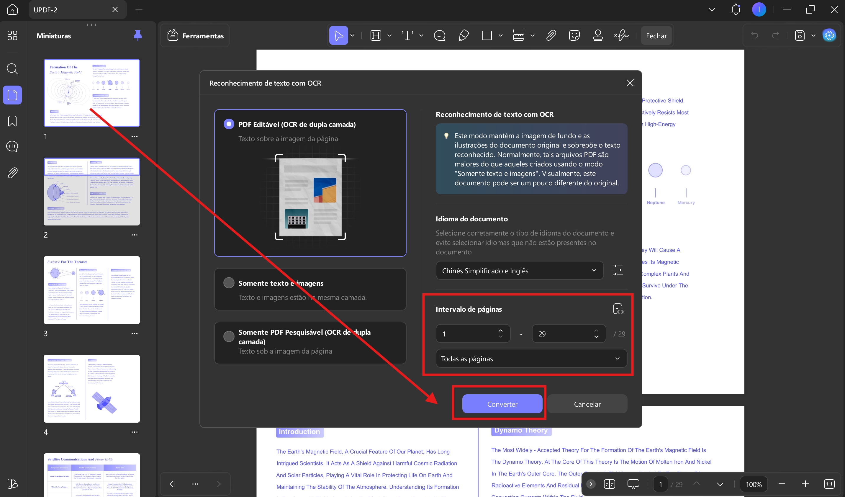 intervalo de páginas para ocr updf windows 