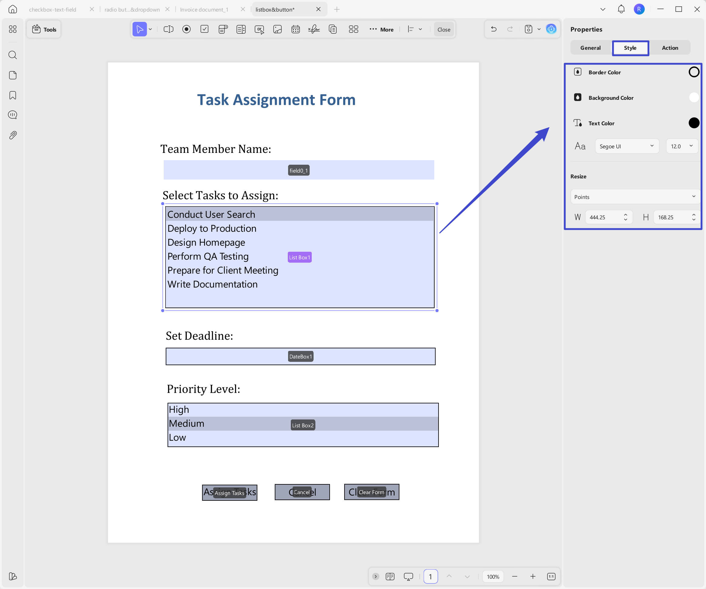 Customize the style of list box UPDF windows