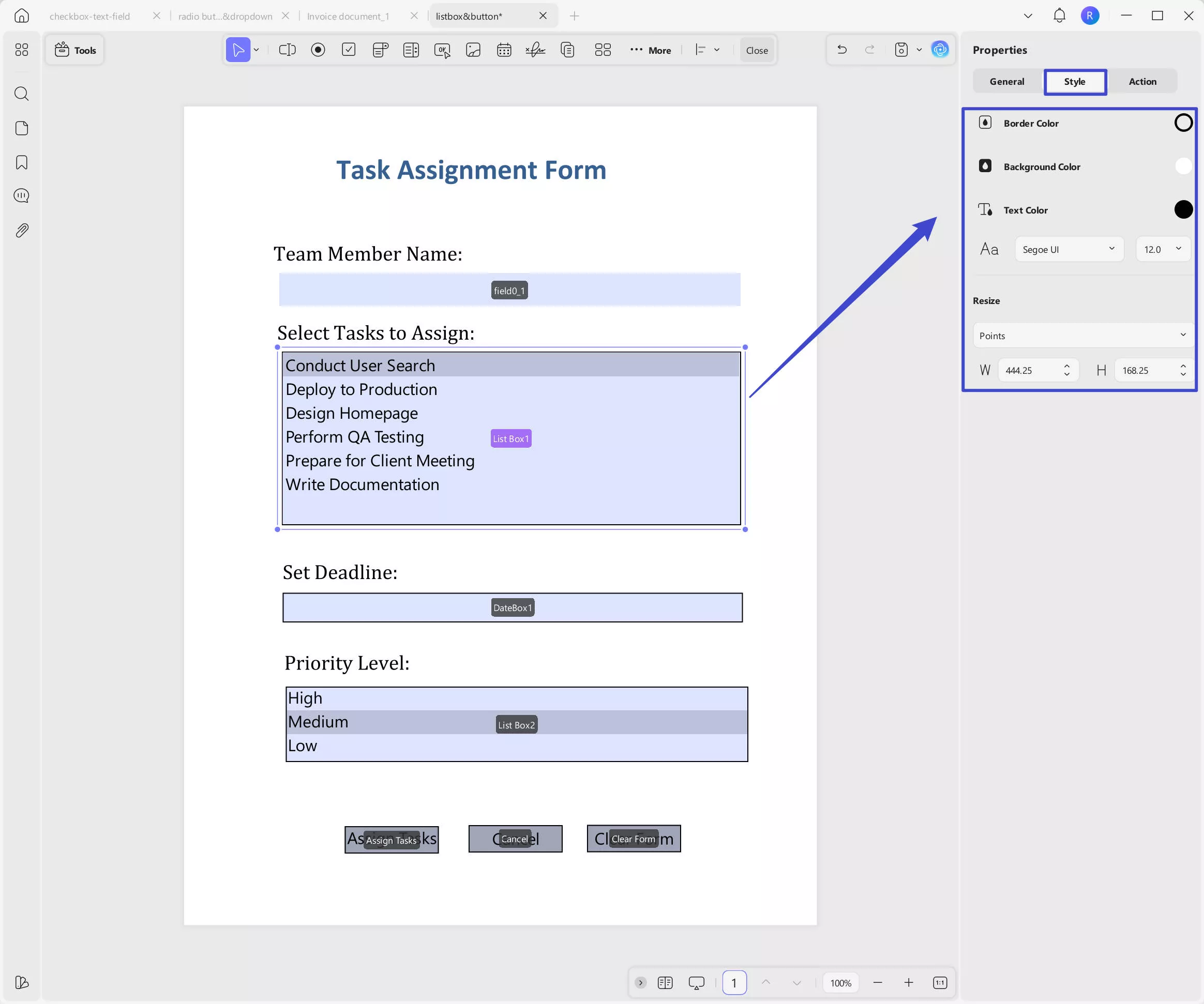 Customize the style of list box UPDF windows