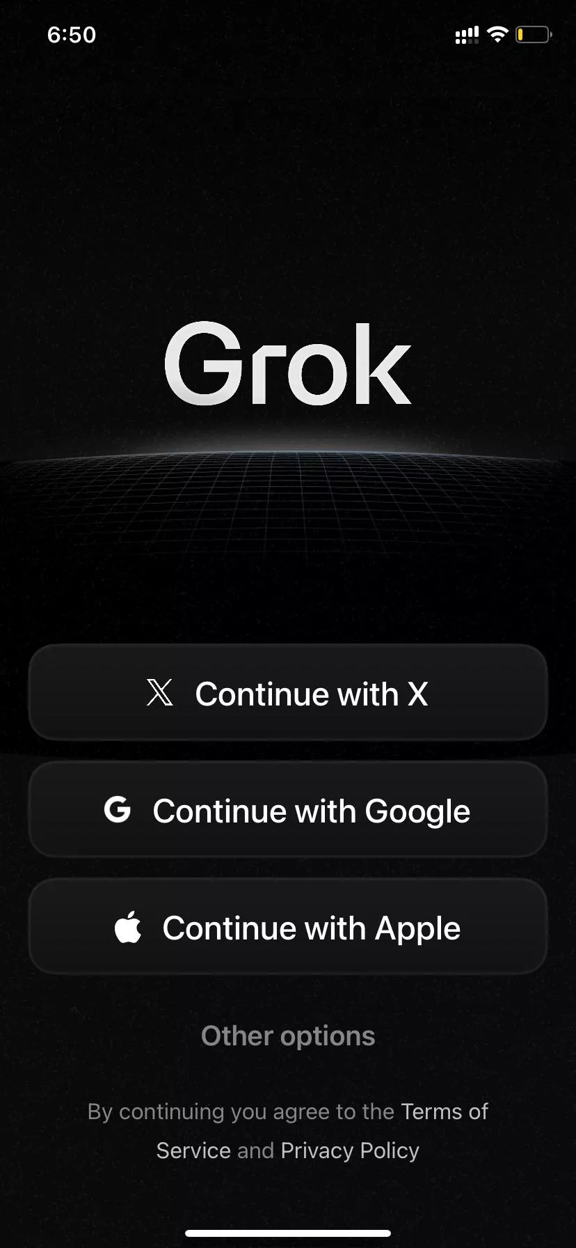 log in with your grok account