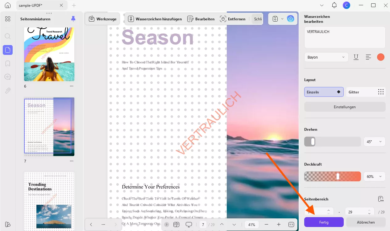 Weitere Anpassungen vornehmen und auf „Fertig“ klicken. Updf Windows 2
